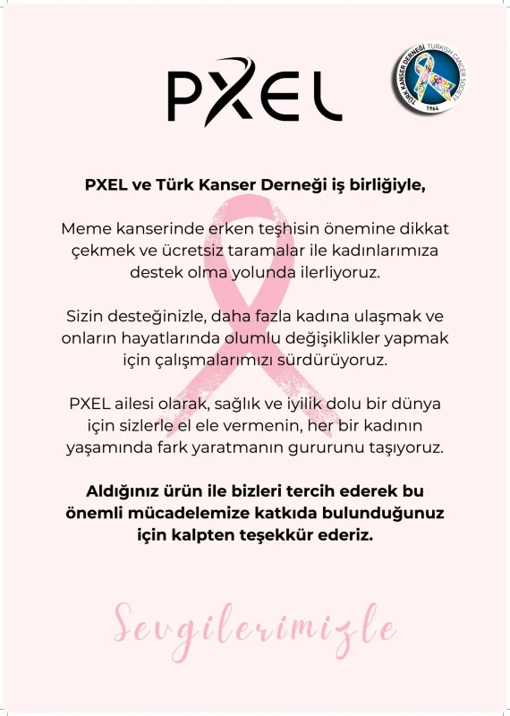 Pxel &Amp; Leta Kozmetik Ile Meme Kanserinde Erken Teşhise Destek 1 Meme kanseri farkındalık kampanyası ile her PXEL ve Leta Kozmetik alışverişinizde Türk Kanser Derneği’ne destek olun. Erken teşhis için şimdi adım atın.