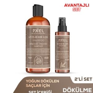 Pxel Dökülme Önleyici Şampuan - Biberiye Suyu Saç Bakım Toniği 2’Li Set | Zayıflayan İncelen Ve Dökülen Saçlar |400 Ml, 150 Ml 11 Leta Kozmetik