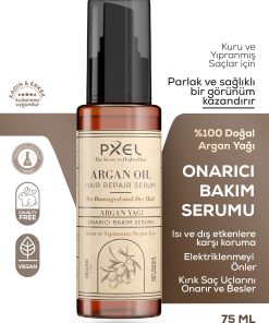 Pxel Saç Onarıcı Serum 75 Ml | Yıpranmış Mat Ve Kabaran Saçlar | Argan, Hindistan Cevizi Yağı , Vegan Saç Bakım Serumu 8 Leta Kozmetik