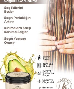 PXEL Onarıcı Saç Kremi, kuru ve yıpranmış saçlar için özel olarak geliştirilmiş yoğun bakım formülüyle saçlarınıza ipeksi bir yumuşaklık kazandırır.