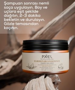 PXEL Onarıcı Saç Kremi, kuru ve yıpranmış saçlar için özel olarak geliştirilmiş yoğun bakım formülüyle saçlarınıza ipeksi bir yumuşaklık kazandırır.