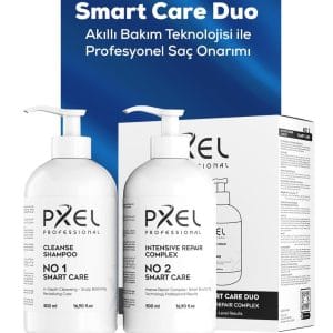 PXEL Professional Smart Care Duo, saçlarınıza profesyonel bakım sunan özel bir 2’li settir. Cleanse Shampoo ile saç derinizi derinlemesine arındırırken, Intensive Repair Complex ile yıpranmış saç tellerinizi onarır, güçlendirir ve ipeksi bir yumuşaklık kazandırır.