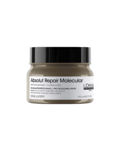 L’Oréal Professionnel Absolut Repair Molecular Maske, yıpranmış, işlem görmüş ve esnekliğini kaybetmiş saçlar için geliştirilmiş moleküler onarım teknolojisine sahip profesyonel bir bakım maskesidir.