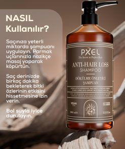 PXEL Saç Dökülme Önleyici Şampuan, zayıflayan, incelen ve dökülme eğilimi gösteren saçlar için özel olarak geliştirilmiş güçlendirici bir bakım şampuanıdır. Kafein, bitkisel peptitler, fermente mineral kompleksleri ve protein içerikleri sayesinde saç köklerini desteklemeye ve saç tellerini güçlendirmeye yardımcı olur.