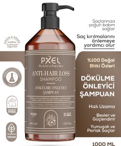 PXEL Saç Dökülme Önleyici Şampuan, zayıflayan, incelen ve dökülme eğilimi gösteren saçlar için özel olarak geliştirilmiş güçlendirici bir bakım şampuanıdır. Kafein, bitkisel peptitler, fermente mineral kompleksleri ve protein içerikleri sayesinde saç köklerini desteklemeye ve saç tellerini güçlendirmeye yardımcı olur.
