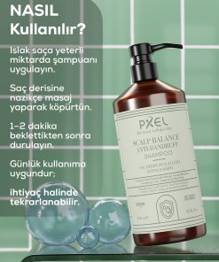 PXEL Scalp Balance Anti-Dandruff Shampoo, kepek oluşumuna karşı etkili bakım sağlamak ve saç derisinin doğal dengesini korumak için özel olarak formüle edilmiştir. Piroctone Olamine içeren formülü sayesinde kepeğe neden olan faktörlerin azaltılmasına yardımcı olurken, saç derisini nazikçe temizler ve ferahlatır.