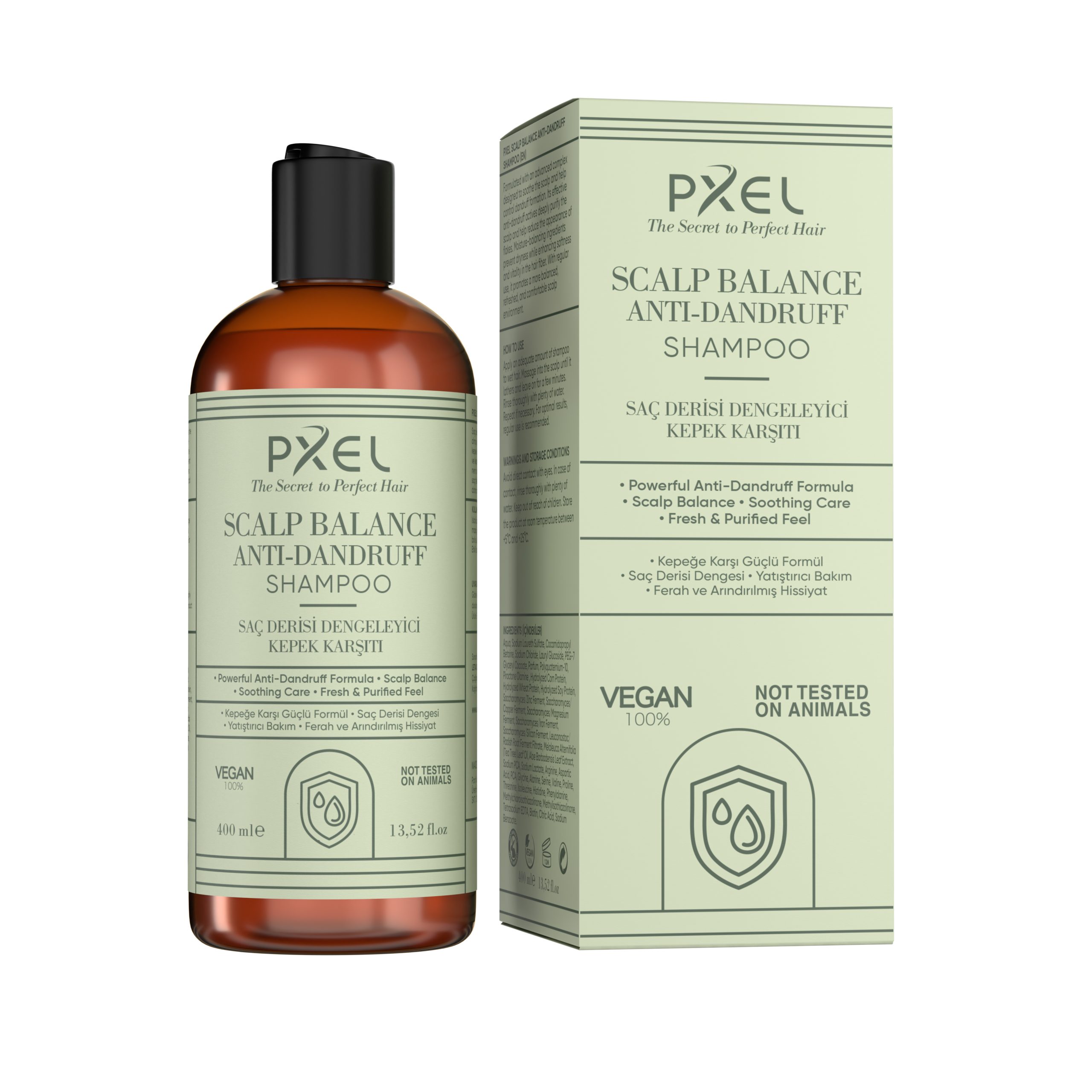 Pxel Scalp Balance Anti-Dandruff Shampoo 400 Ml | Kepeğe Karşı Etkili Bakım | Dengeli Saç Derisi, Temiz Ve Ferah Saçlar 6 PXEL Scalp Balance Anti-Dandruff Shampoo, kepek oluşumuna karşı etkili bakım sağlamak ve saç derisinin doğal dengesini korumak için özel olarak formüle edilmiştir. Piroctone Olamine içeren formülü sayesinde kepeğe neden olan faktörlerin azaltılmasına yardımcı olurken, saç derisini nazikçe temizler ve ferahlatır.