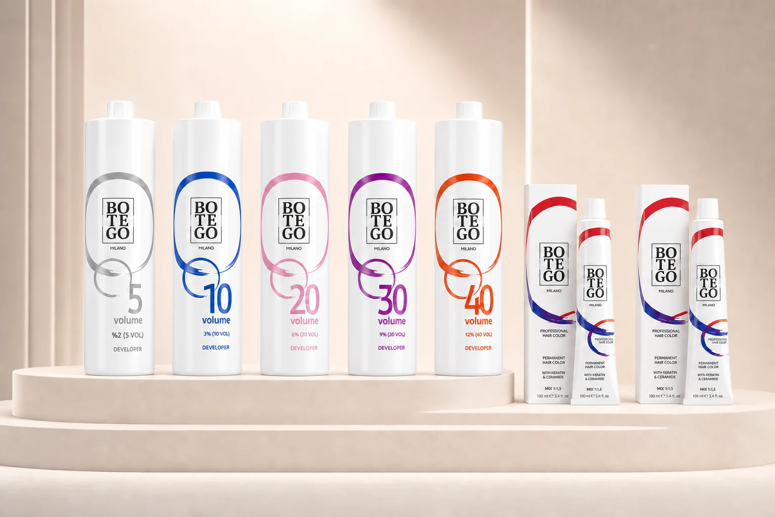 Botego Milano panthenol içerikli krem oksidan serisi: 5, 10, 20, 30 ve 40 volüm