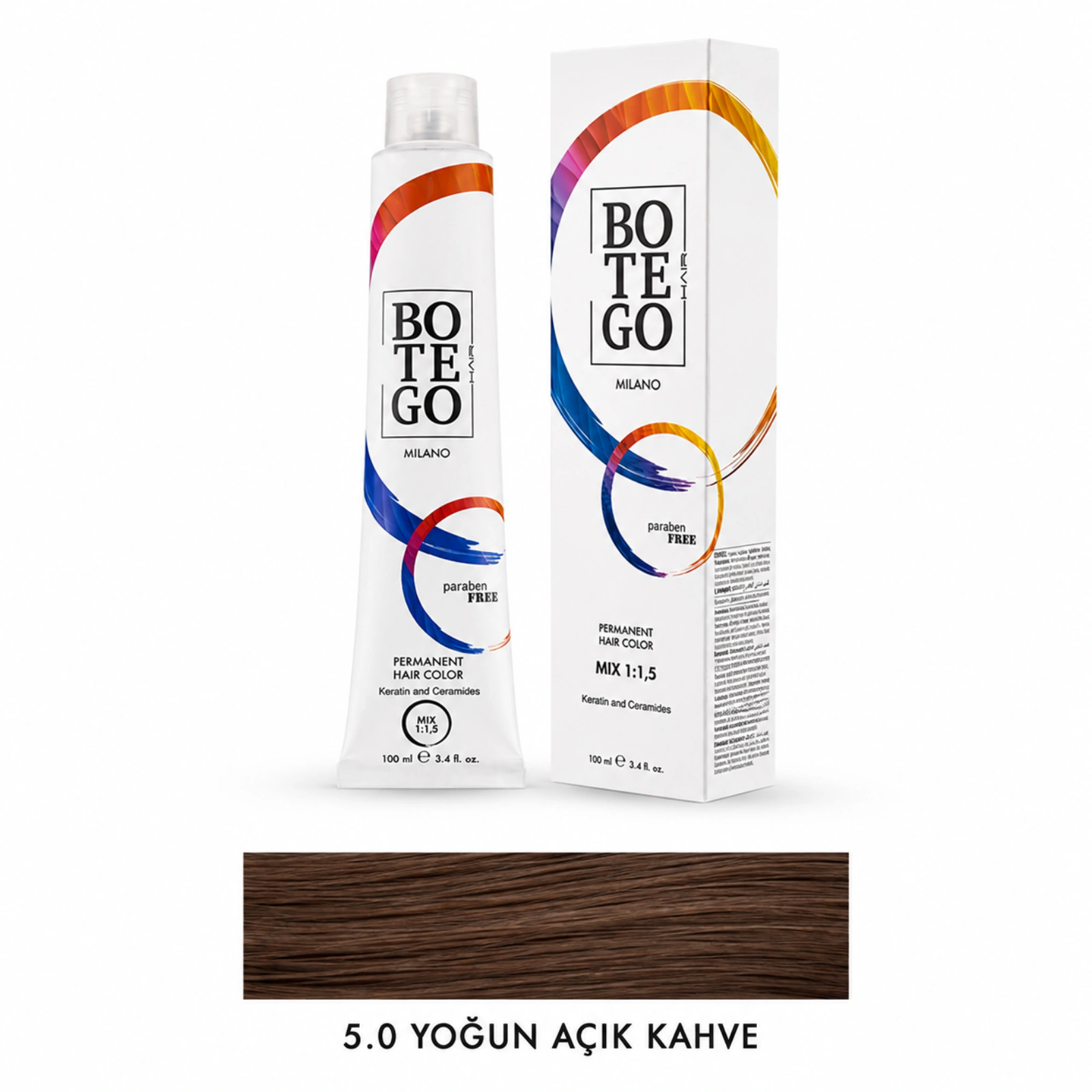 Botego Milano 5.0 Yoğun Açık Kahve Saç Boyası 100 Ml 4 Botego Milano 5.0 Yoğun Açık Kahve Saç Boyası 100 ml - Görsel 2