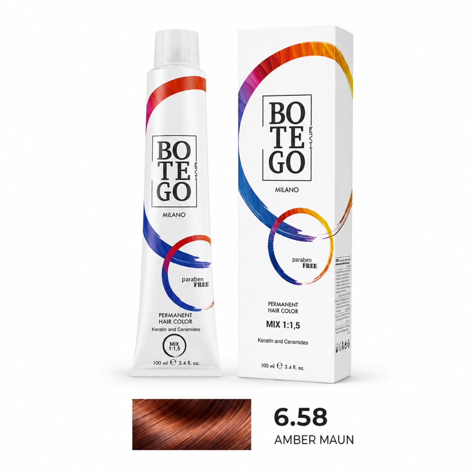 Botego Milano 6.58 Amber Maun Saç Boyası 100 Ml 4 Botego Milano 6.58 Amber Maun Saç Boyası 100 ml - Görsel 2