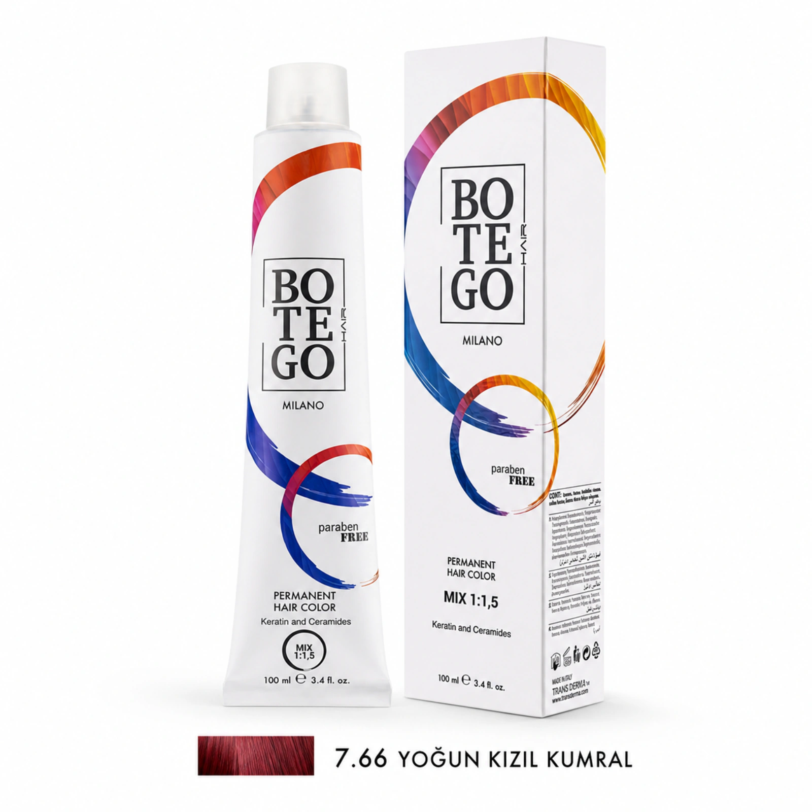 Botego Milano 7.66 Yoğun Kızıl Kumral Saç Boyası 100 Ml 4 Botego Milano 7.66 Yoğun Kızıl Kumral Saç Boyası 100 ml - Görsel 2