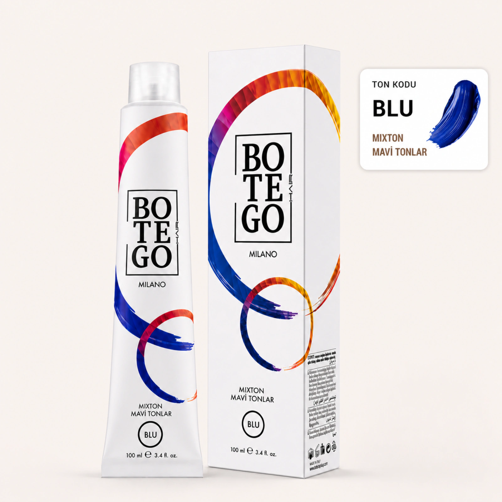 Botego Milano Blu Mixton Mavi Tonlar Saç Boyası 100 Ml 4 Botego Milano BLU Mixton Mavi Tonlar Saç Boyası 100 ml - Görsel 2
