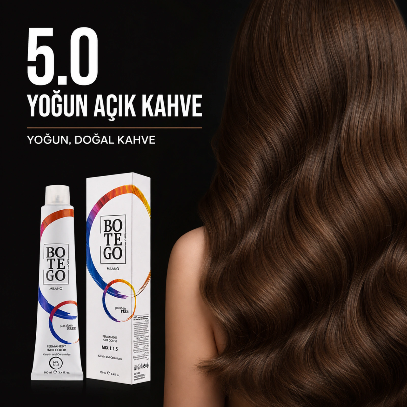 Botego Milano 5.0 Yoğun Açık Kahve Saç Boyası 100 Ml 5 Botego Milano 5.0 Yoğun Açık Kahve Saç Boyası 100 ml - Görsel 3