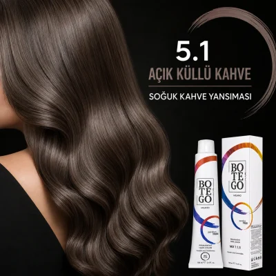 Botego Milano 5.1 Açık Küllü Kahve ile boyanmış saç sonucu