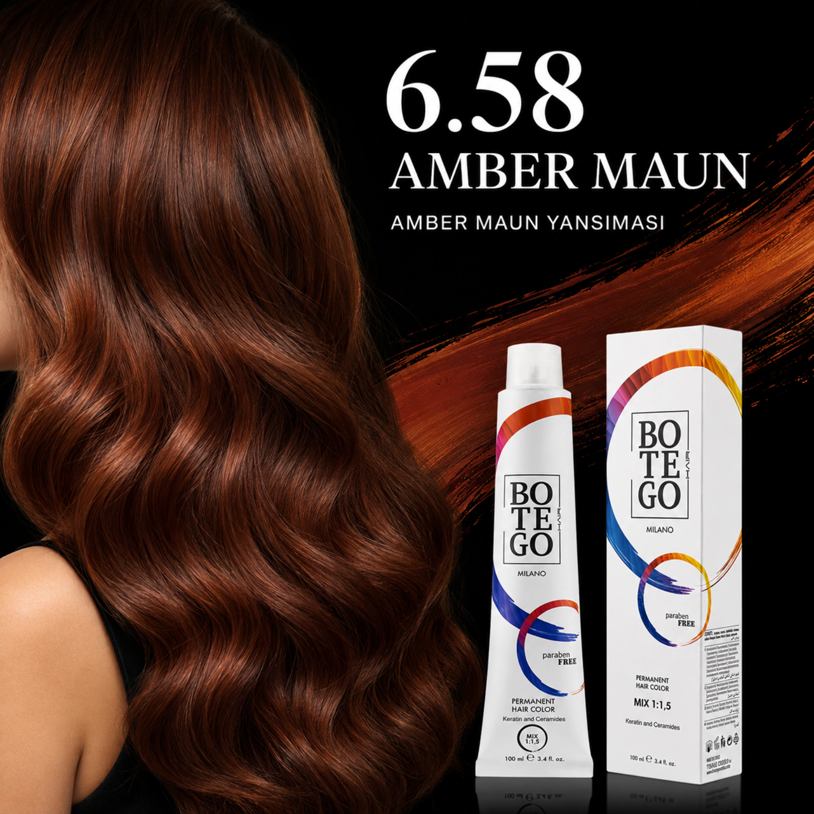 Botego Milano 6.58 Amber Maun Saç Boyası 100 Ml 5 Botego Milano 6.58 Amber Maun Saç Boyası 100 ml - Görsel 3
