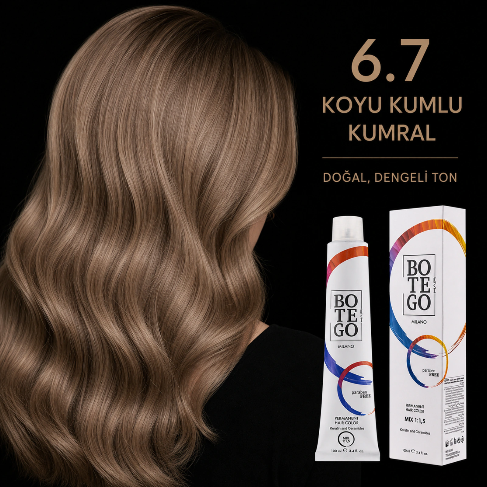 Botego Milano 6.7 Koyu Kumlu Kumral Saç Boyası 100 Ml 5 Botego Milano 6.7 Koyu Kumlu Kumral Saç Boyası 100 ml - Görsel 3