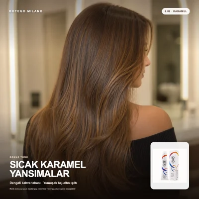 Botego Milano Kestane Saç Rengi Kaç Numara? 16 Botego Milano 6.89 Karamel ile boyanmış saç sonucu