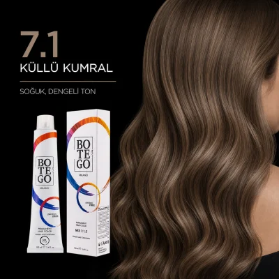 Botego Milano 7.1 Küllü Kumral ile boyanmış saç sonucu