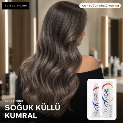 Botego Milano 7.11 Yoğun Küllü Kumral ile boyanmış saç sonucu