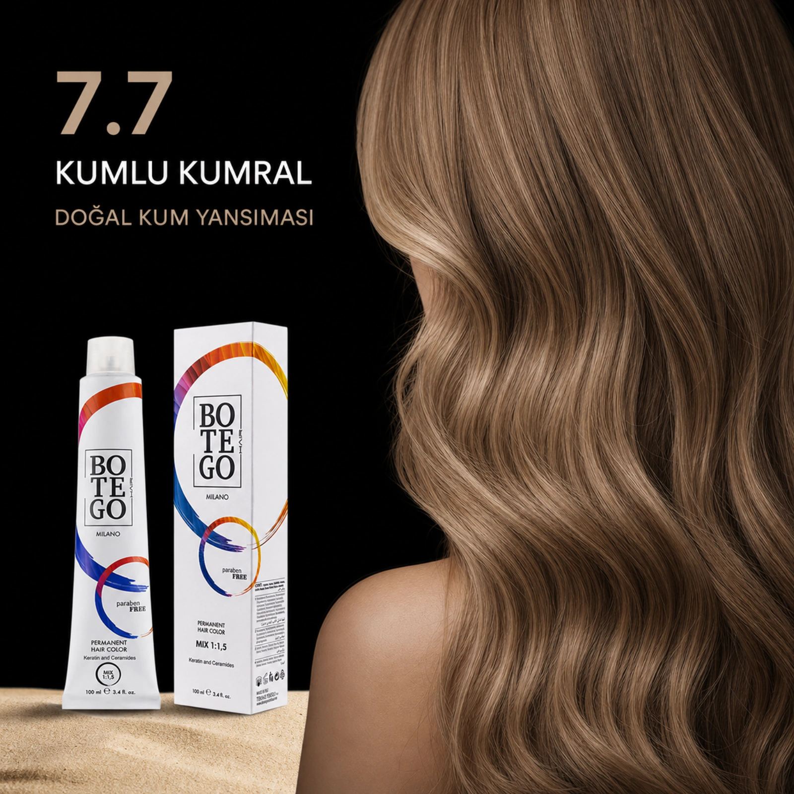 Botego Milano 7.7 Kumlu Kumral Saç Boyası 100 Ml 5 Botego Milano 7.7 Kumlu Kumral Saç Boyası 100 ml - Görsel 3