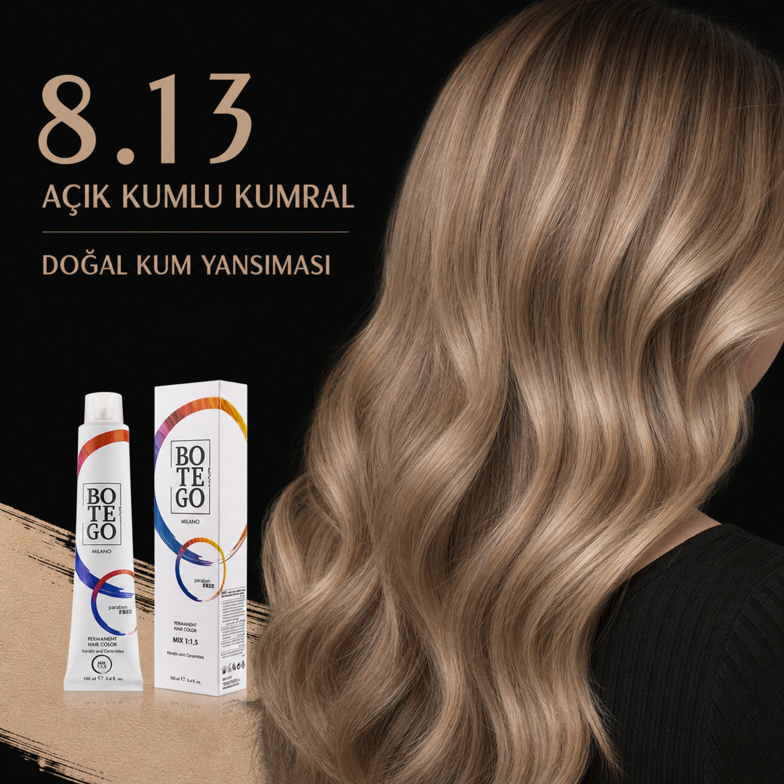 Botego Milano 8.13 Açık Kumlu Kumral Saç Boyası 100 Ml 5 Botego Milano 8.13 Açık Kumlu Kumral Saç Boyası 100 ml - Görsel 3