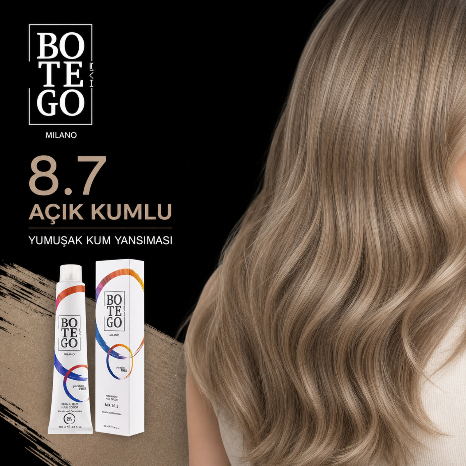 Botego Milano 8.7 Açık Kumlu Saç Boyası 100 Ml 5 Botego Milano 8.7 Açık Kumlu Saç Boyası 100 ml - Görsel 3