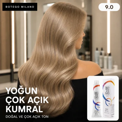 Botego Milano Kumral Saç Boyası Kaç Numara? 6 Botego Milano 9.0 Yoğun Çok Açık Kumral ile boyanmış saç sonucu