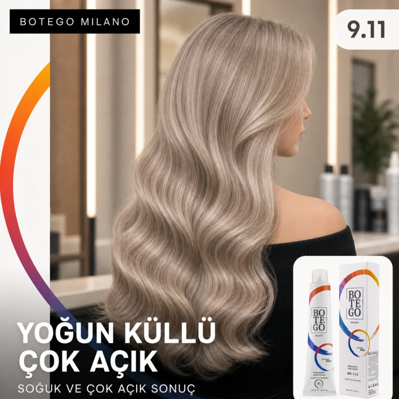 Botego Milano 9.11 Yoğun Küllü Çok Açık saç sonucu, çift haneli küllü
