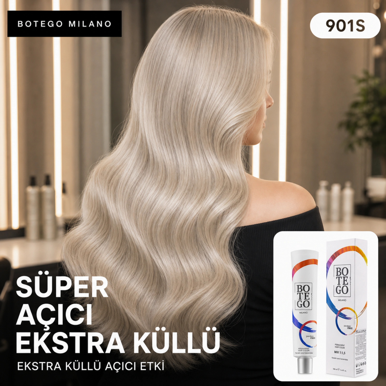 Botego Milano 901S Süper Açıcı Ekstra Küllü Saç Boyası 100 Ml 5 Botego Milano 901S Süper Açıcı Ekstra Küllü Saç Boyası 100 ml - Görsel 3