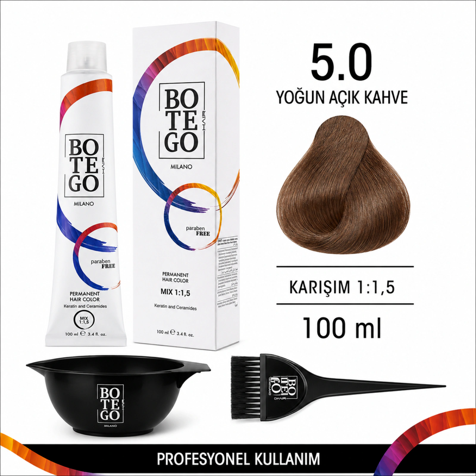 Botego Milano 5.0 Yoğun Açık Kahve Saç Boyası 100 Ml 6 Botego Milano 5.0 Yoğun Açık Kahve Saç Boyası 100 ml - Görsel 4
