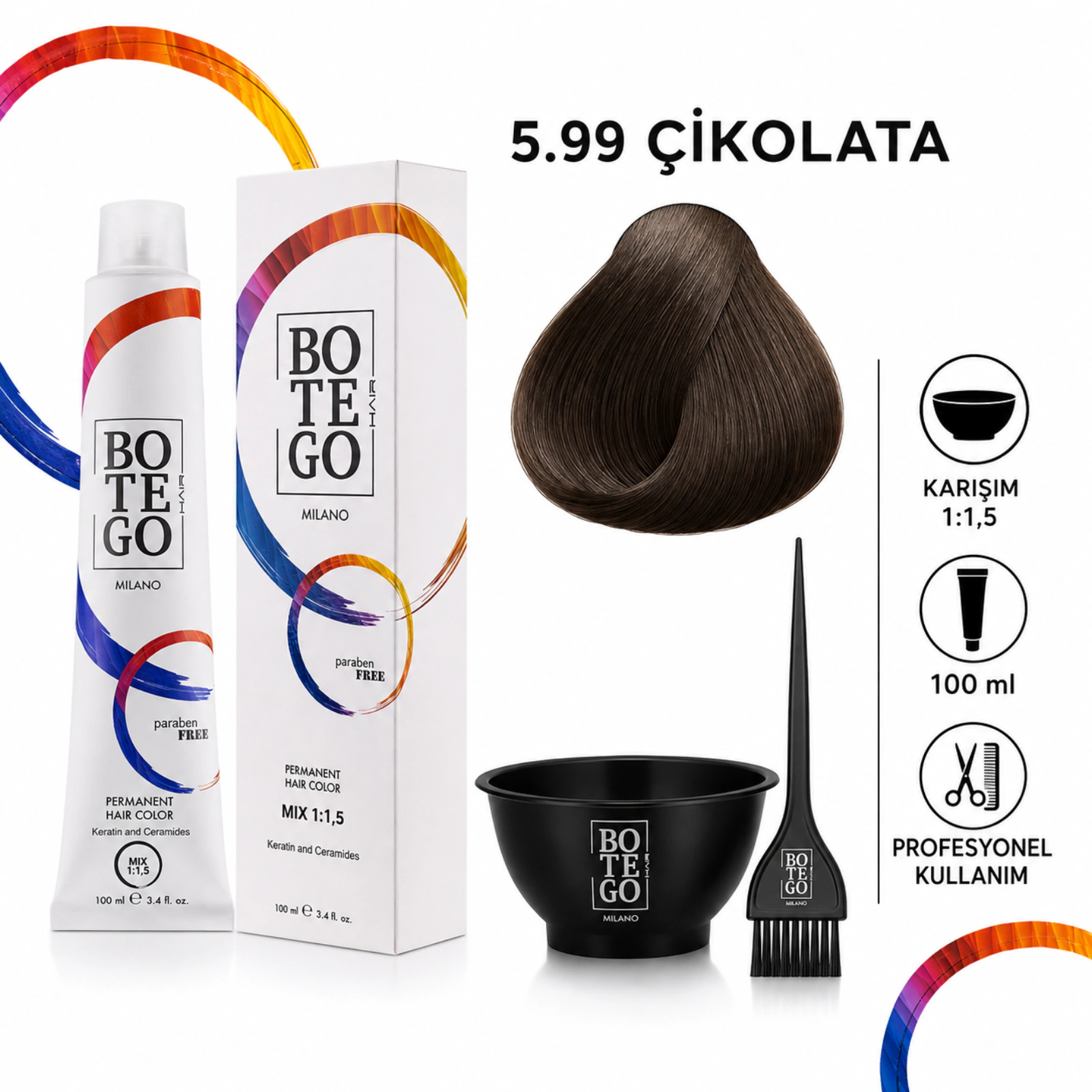 Botego Milano 5.99 Çikolata Saç Boyası 100 Ml 6 Botego Milano 5.99 Çikolata Saç Boyası 100 ml - Görsel 4