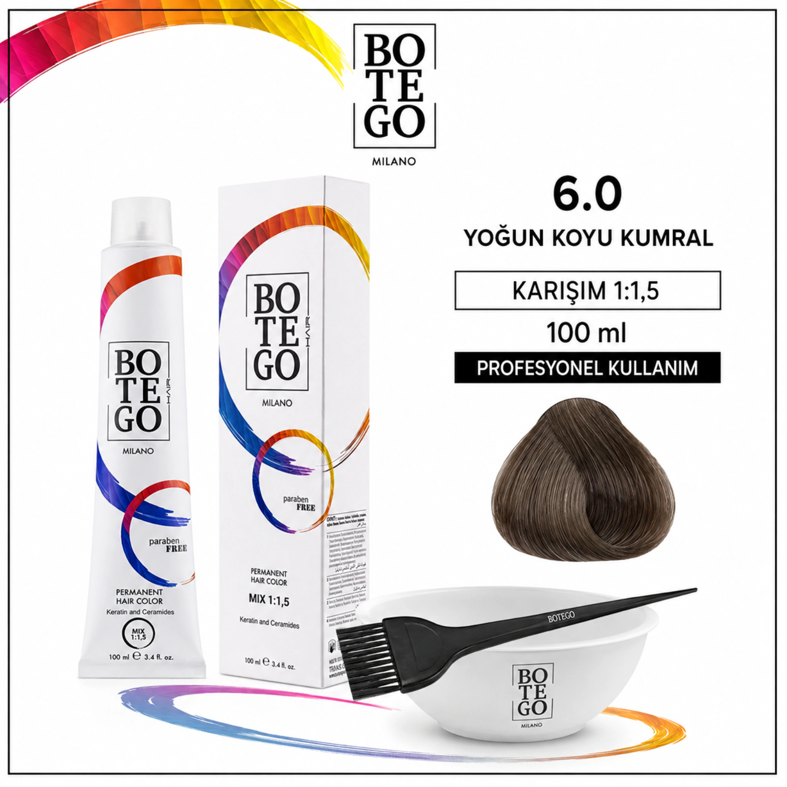 Botego Milano 6.0 Yoğun Koyu Kumral Saç Boyası 100 Ml 6 Botego Milano 6.0 Yoğun Koyu Kumral Saç Boyası 100 ml - Görsel 4