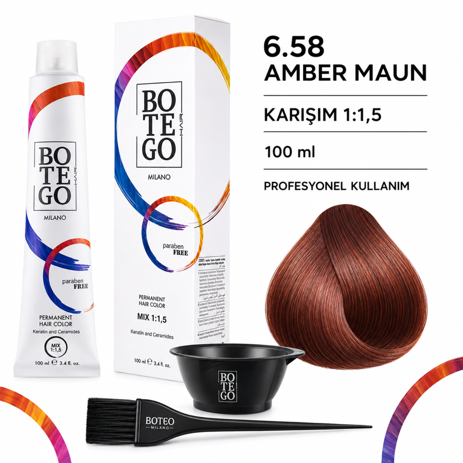 Botego Milano 6.58 Amber Maun Saç Boyası 100 Ml 6 Botego Milano 6.58 Amber Maun Saç Boyası 100 ml - Görsel 4