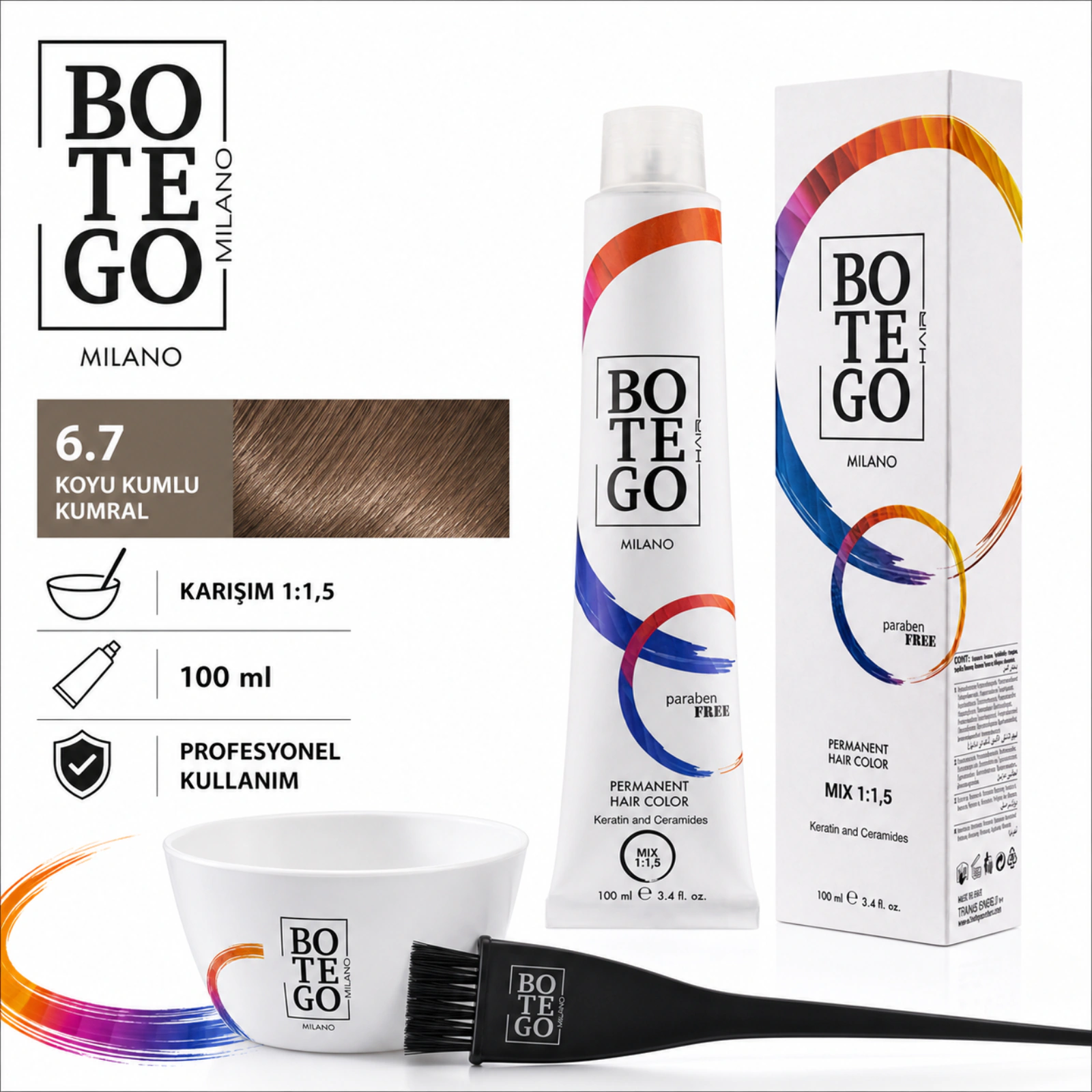 Botego Milano 6.7 Koyu Kumlu Kumral Saç Boyası 100 Ml 6 Botego Milano 6.7 Koyu Kumlu Kumral Saç Boyası 100 ml - Görsel 4