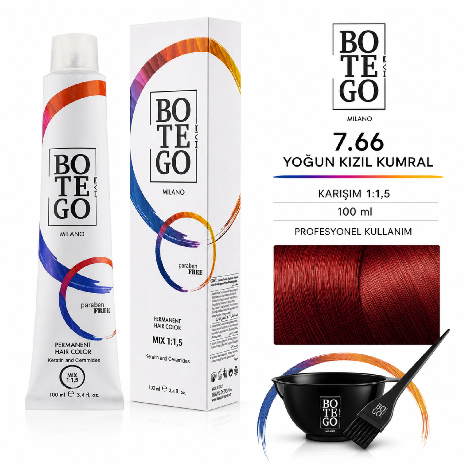 Botego Milano 7.66 Yoğun Kızıl Kumral Saç Boyası 100 Ml 6 Botego Milano 7.66 Yoğun Kızıl Kumral Saç Boyası 100 ml - Görsel 4