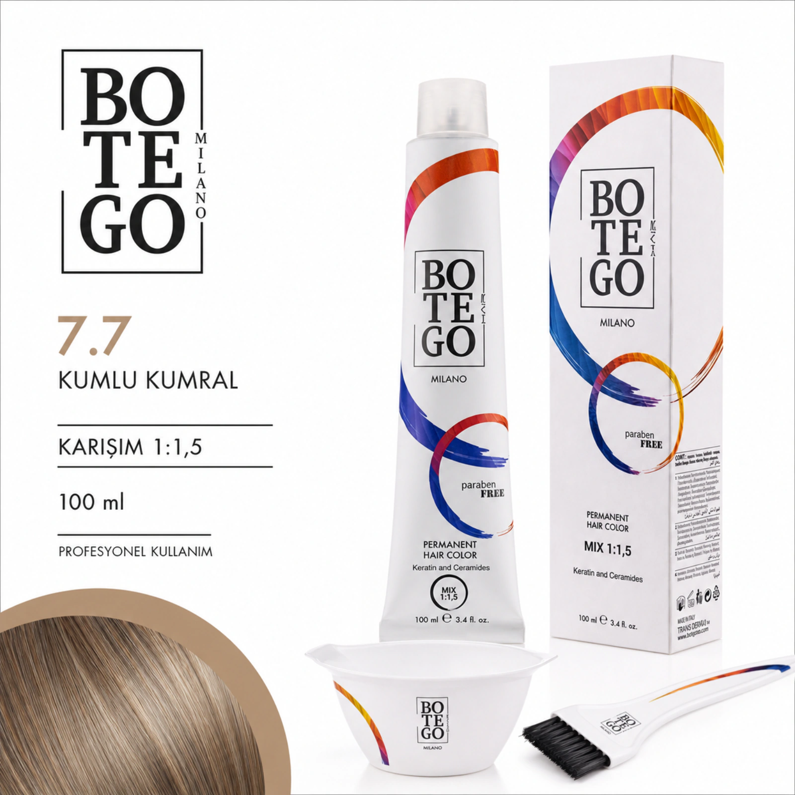 Botego Milano 7.7 Kumlu Kumral Saç Boyası 100 Ml 6 Botego Milano 7.7 Kumlu Kumral Saç Boyası 100 ml - Görsel 4