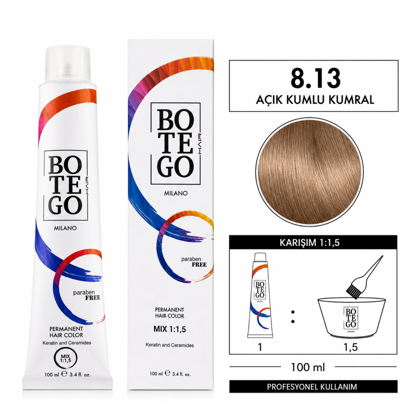 Botego Milano 8.13 Açık Kumlu Kumral Saç Boyası 100 Ml 6 Botego Milano 8.13 Açık Kumlu Kumral Saç Boyası 100 ml - Görsel 4