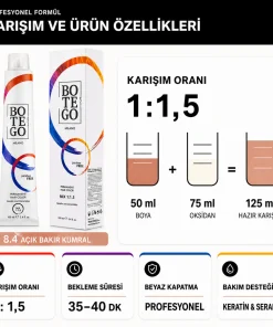 Botego Milano 8.4 Açık Bakır Kumral Saç Boyası 100 Ml 9 Botego Milano 8.4 Açık Bakır Kumral Saç Boyası 100 ml - Görsel 4