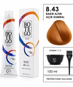 Botego Milano 8.43 Bakır Altın Açık Kumral Saç Boyası 100 Ml 9 Botego Milano 8.43 Bakır Altın Açık Kumral Saç Boyası 100 ml - Görsel 4