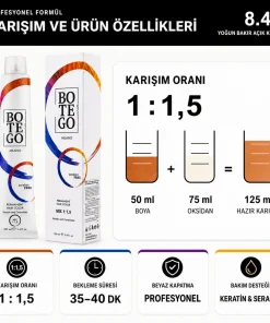 Botego Milano 8.44 Yoğun Bakır Açık Kumral Saç Boyası 100 Ml 9 Botego Milano 8.44 Yoğun Bakır Açık Kumral Saç Boyası 100 ml - Görsel 4