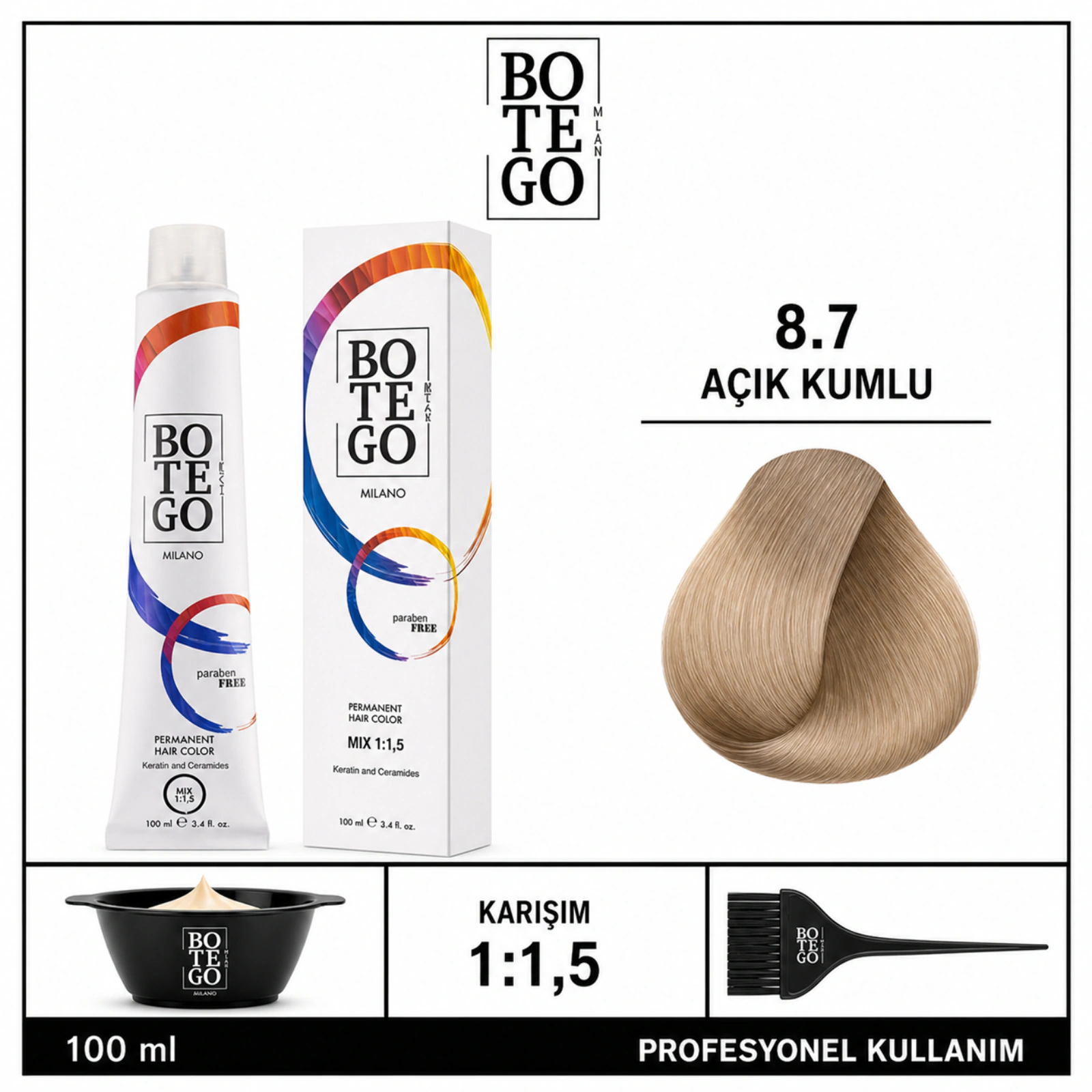 Botego Milano 8.7 Açık Kumlu Saç Boyası 100 Ml 6 Botego Milano 8.7 Açık Kumlu Saç Boyası 100 ml - Görsel 4