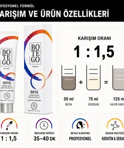 Botego Milano 901S Süper Açıcı Ekstra Küllü Saç Boyası 100 Ml 9 Botego Milano 901S Süper Açıcı Ekstra Küllü Saç Boyası 100 ml - Görsel 4