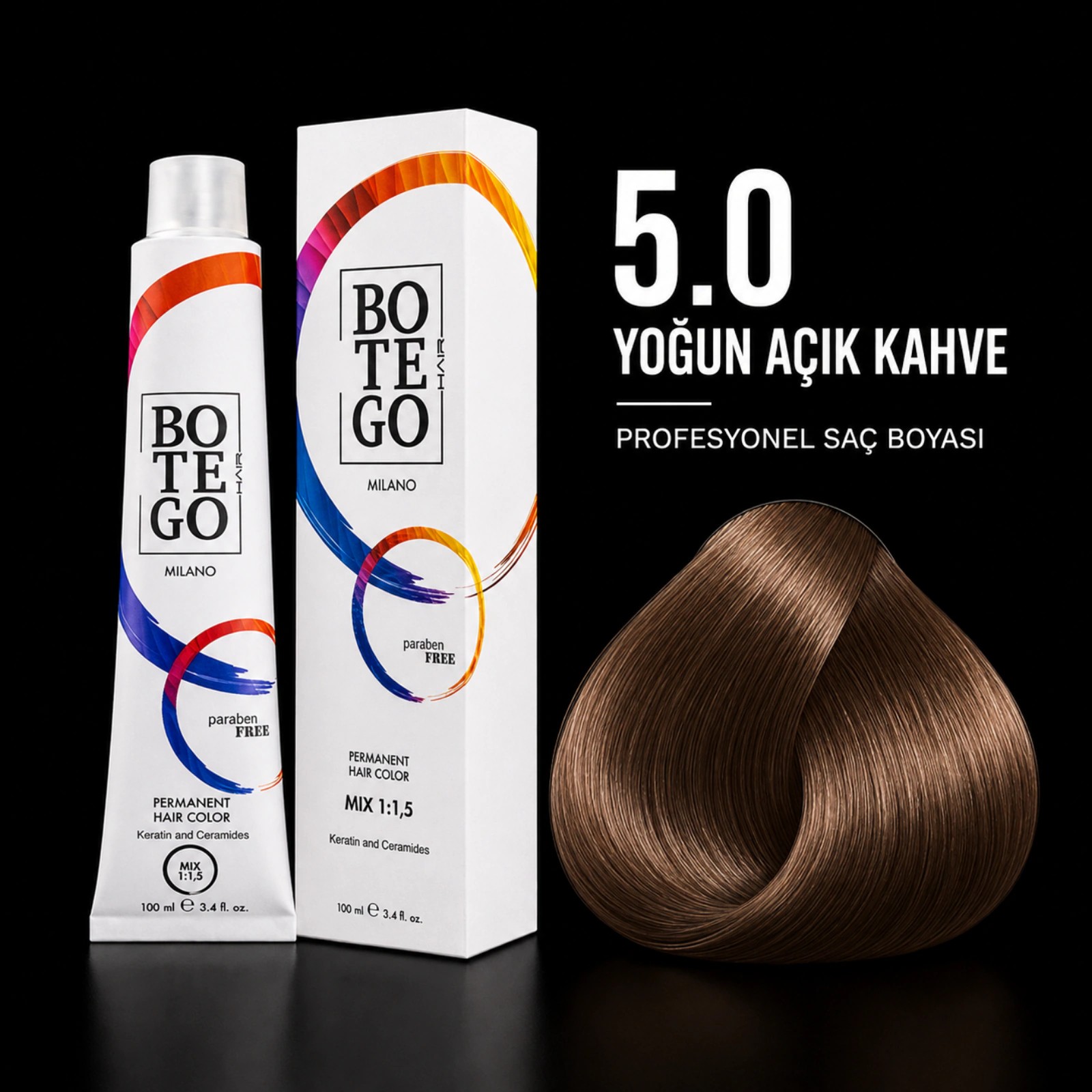Botego Milano 5.0 Yoğun Açık Kahve Saç Boyası 100 Ml 3 Botego Milano 5.0 Yoğun Açık Kahve Saç Boyası 100 ml