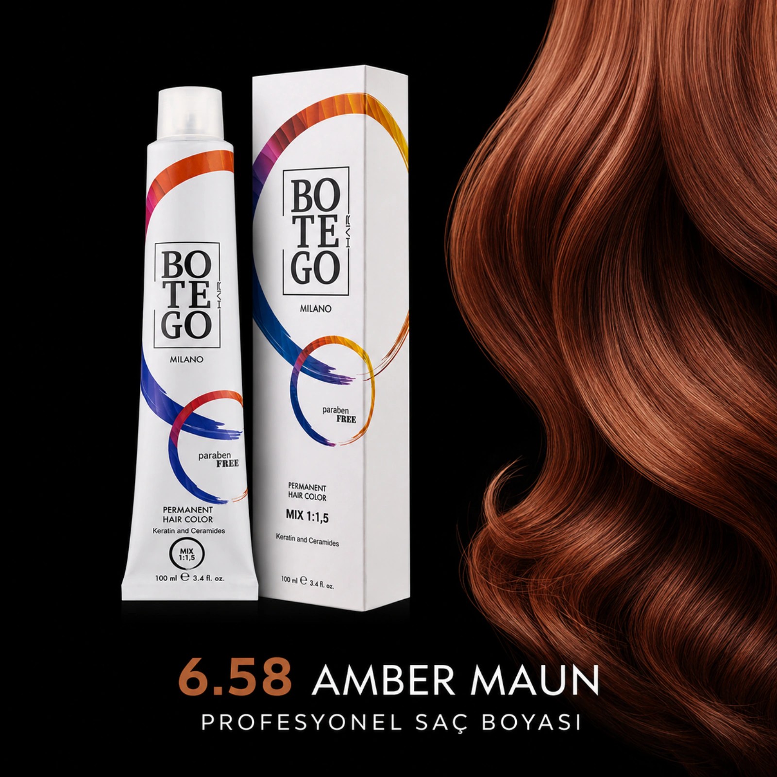 Botego Milano 6.58 Amber Maun Saç Boyası 100 Ml 3 Botego Milano 6.58 Amber Maun Saç Boyası 100 ml