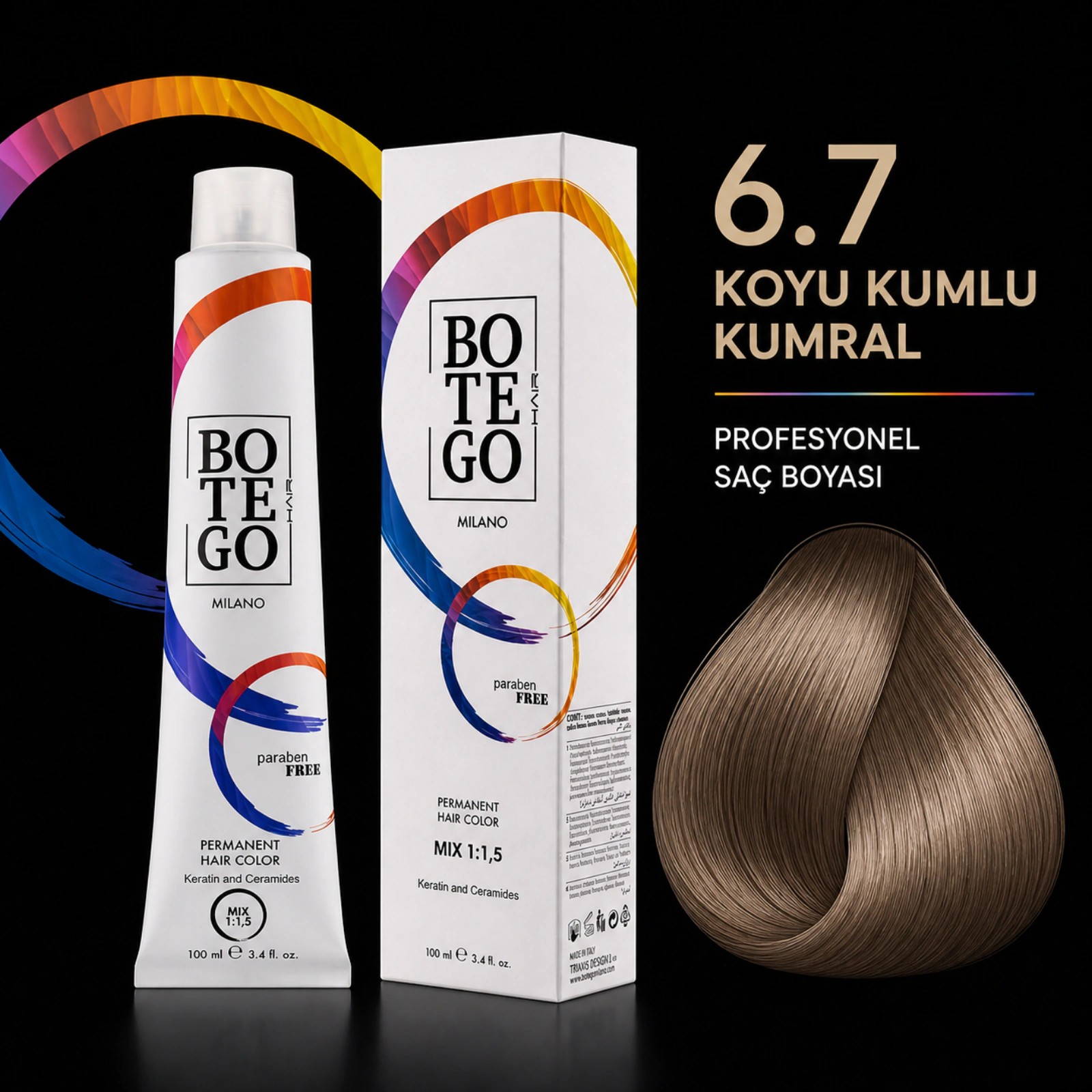 Botego Milano 6.7 Koyu Kumlu Kumral Saç Boyası 100 Ml 3 Botego Milano 6.7 Koyu Kumlu Kumral Saç Boyası 100 ml