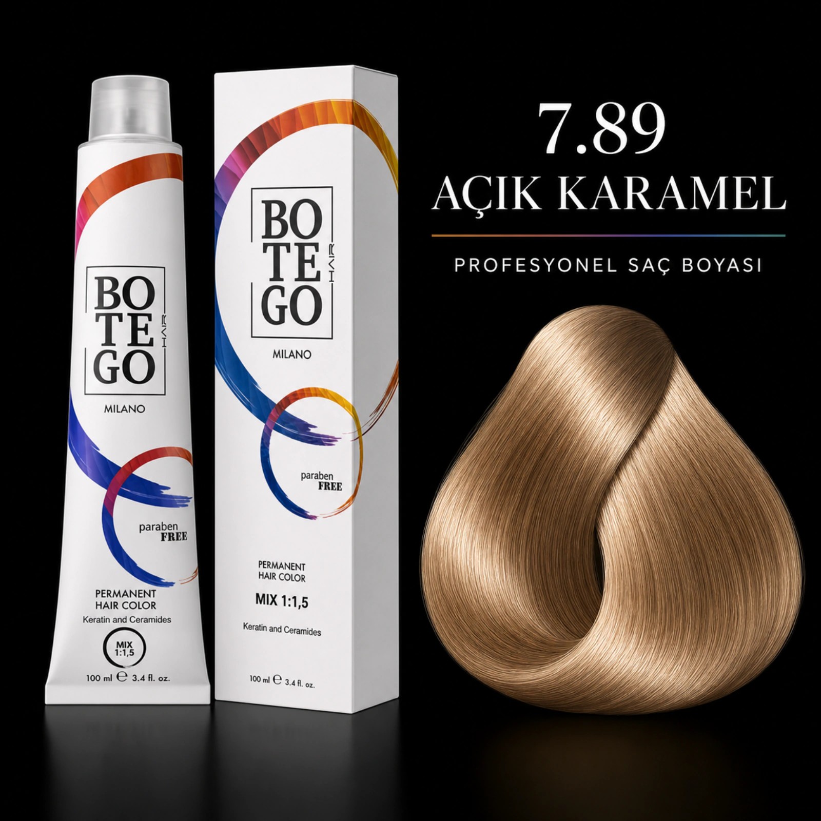 Botego Milano 7.89 Açık Karamel Saç Boyası 100 Ml 3 Botego Milano 7.89 Açık Karamel Saç Boyası 100 ml