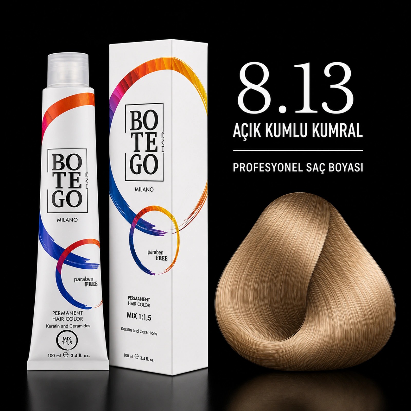 Botego Milano 8.13 Açık Kumlu Kumral Saç Boyası 100 Ml 3 Botego Milano 8.13 Açık Kumlu Kumral Saç Boyası 100 ml