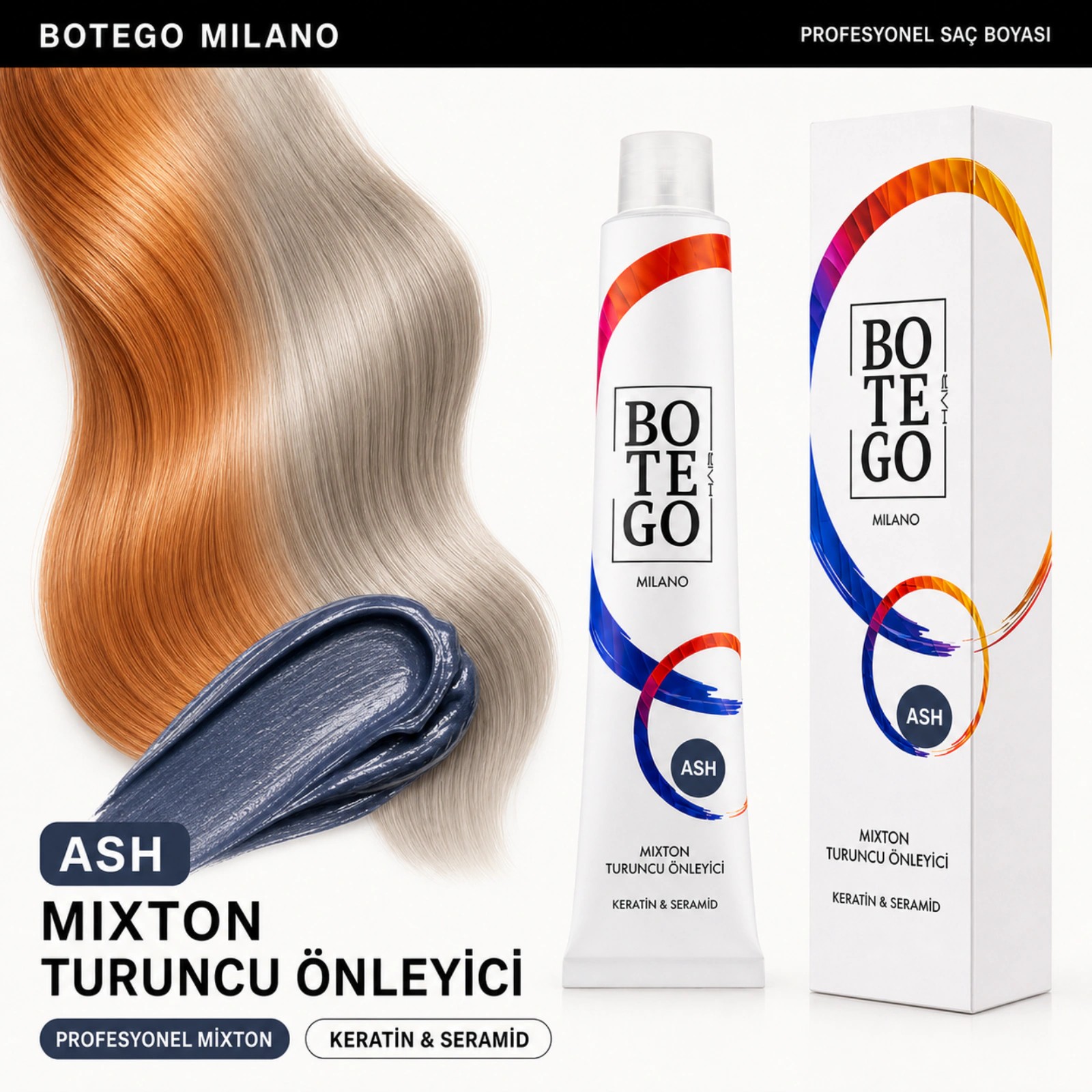 Botego Milano Ash Mixton Turuncu Önleyici Saç Boyası 100 Ml 3 Botego Milano ASH Mixton Turuncu Önleyici Saç Boyası 100 ml